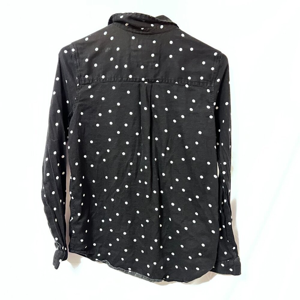 Women's SO Perfect Shirt - Black w/ White Polka Dot Button Up - Size Medium - Picture 3 of 4
